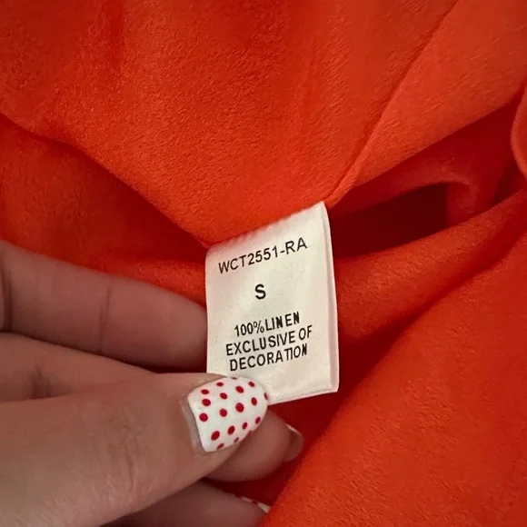 THML Sunset Smocked 100% Linen Dress Orange NWT Women’s S Summer Beach Party - Picture 10 of 10